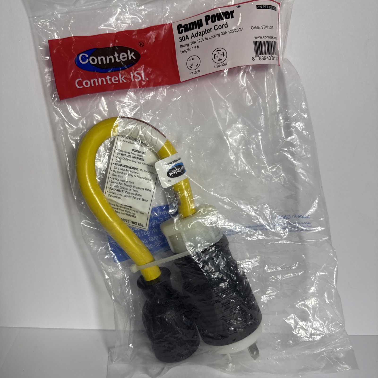 Conntek PTT30L1430 1.5-Feet Generator Locking Adapter RV 30-Amp Converter