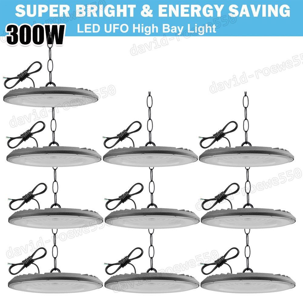 10Pack LED 300W UFO High Bay Lights Warehouse Factory Shop GYM Lamp Super Bright