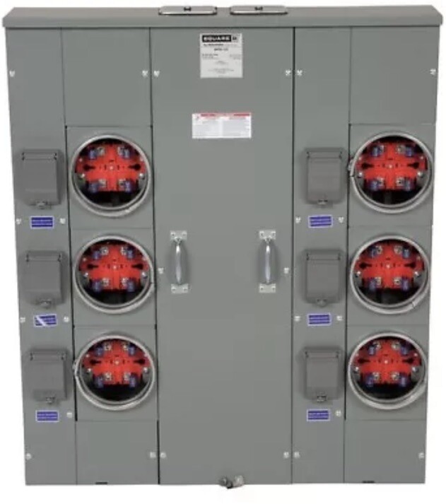 Square D MP66125 600 Amp w/6 Gang Position 125A Meter Pak OH/UG EUSERC MP66-125