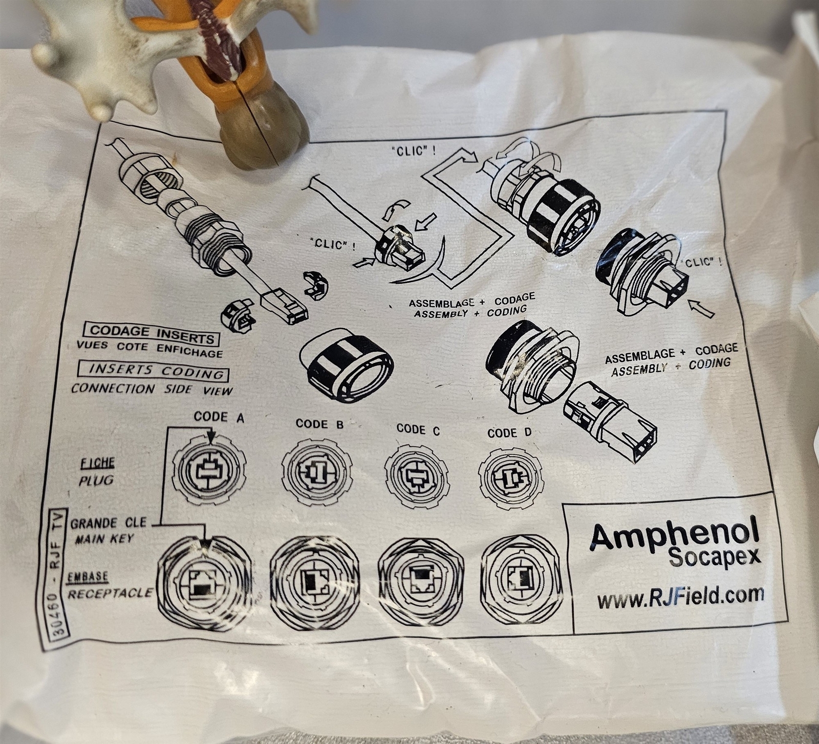 RJFTV71G Modular Coupler Connector Jack RJ45 Cat5e Unshielded Amphenol Lot of 3