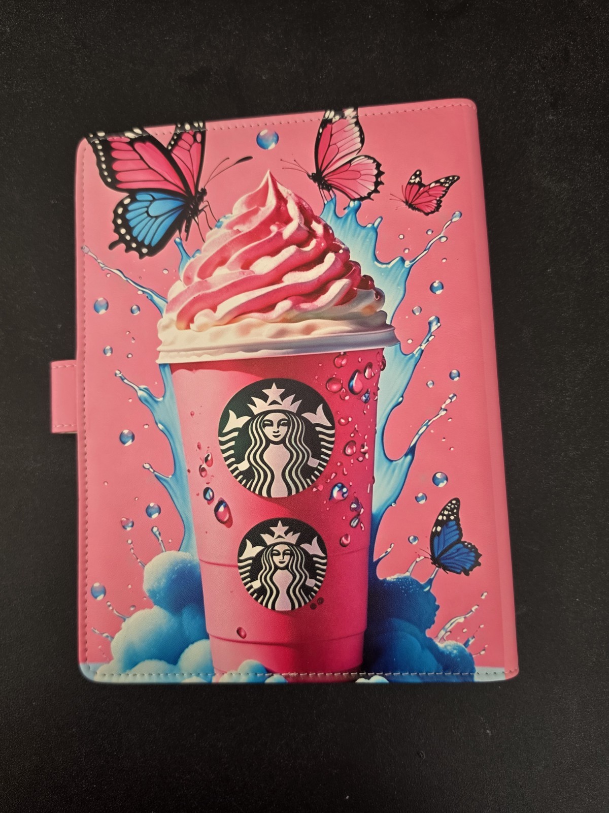 Starbucks Frappuccino Butterfly A5 6-Ring Daily Use Binder, Pink/Blue Plastic