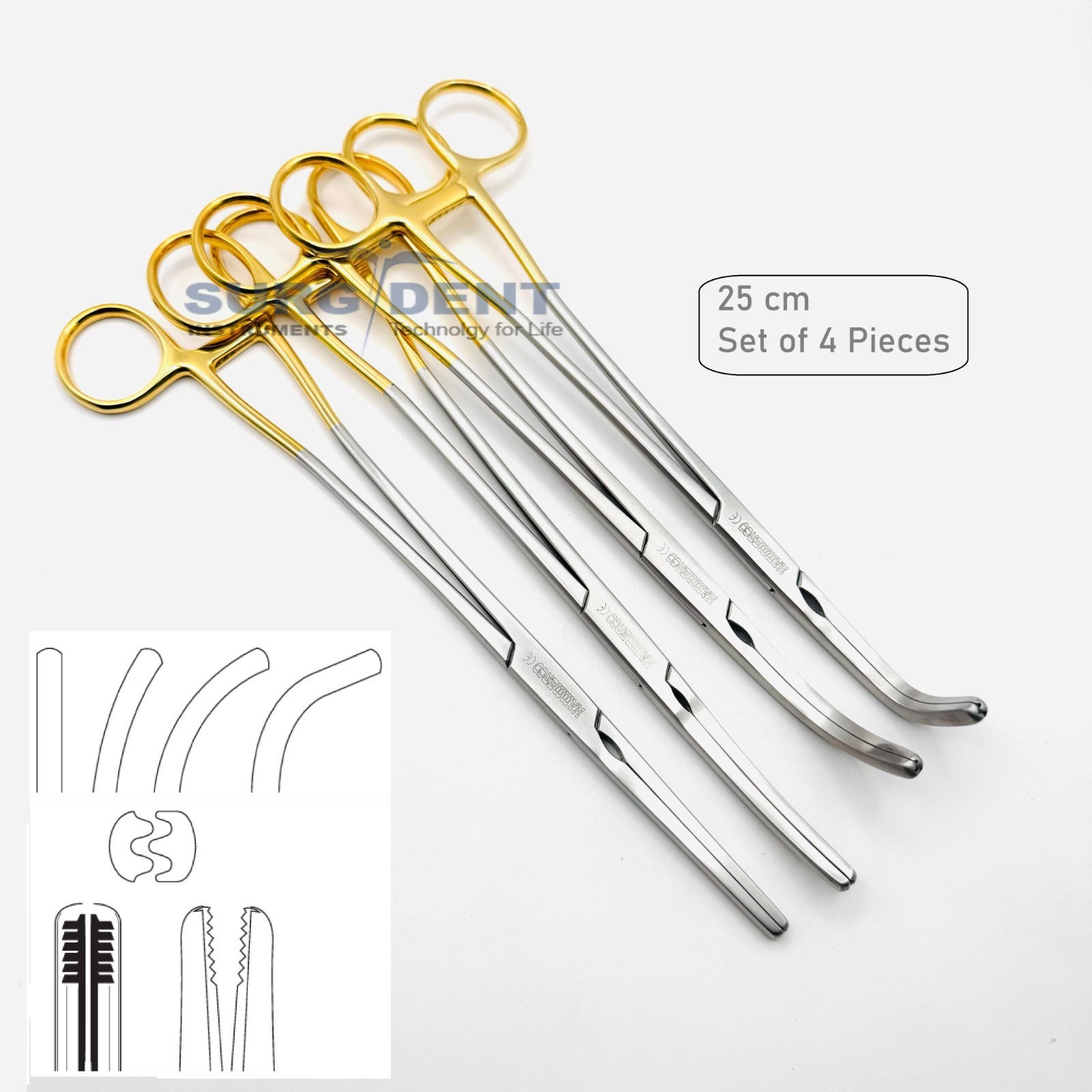 Hysterectomy Zeppelin Z Clamps Surgical Gynecology OB/Gyn Set of 4 Pieces 25 cm