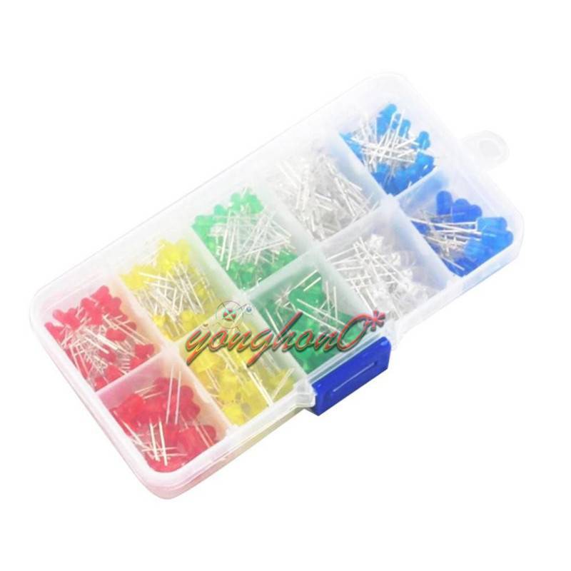 300 pcs 3mm 5mm LED Light White Yellow Red Green Assorted Assortment Kit DIY Set