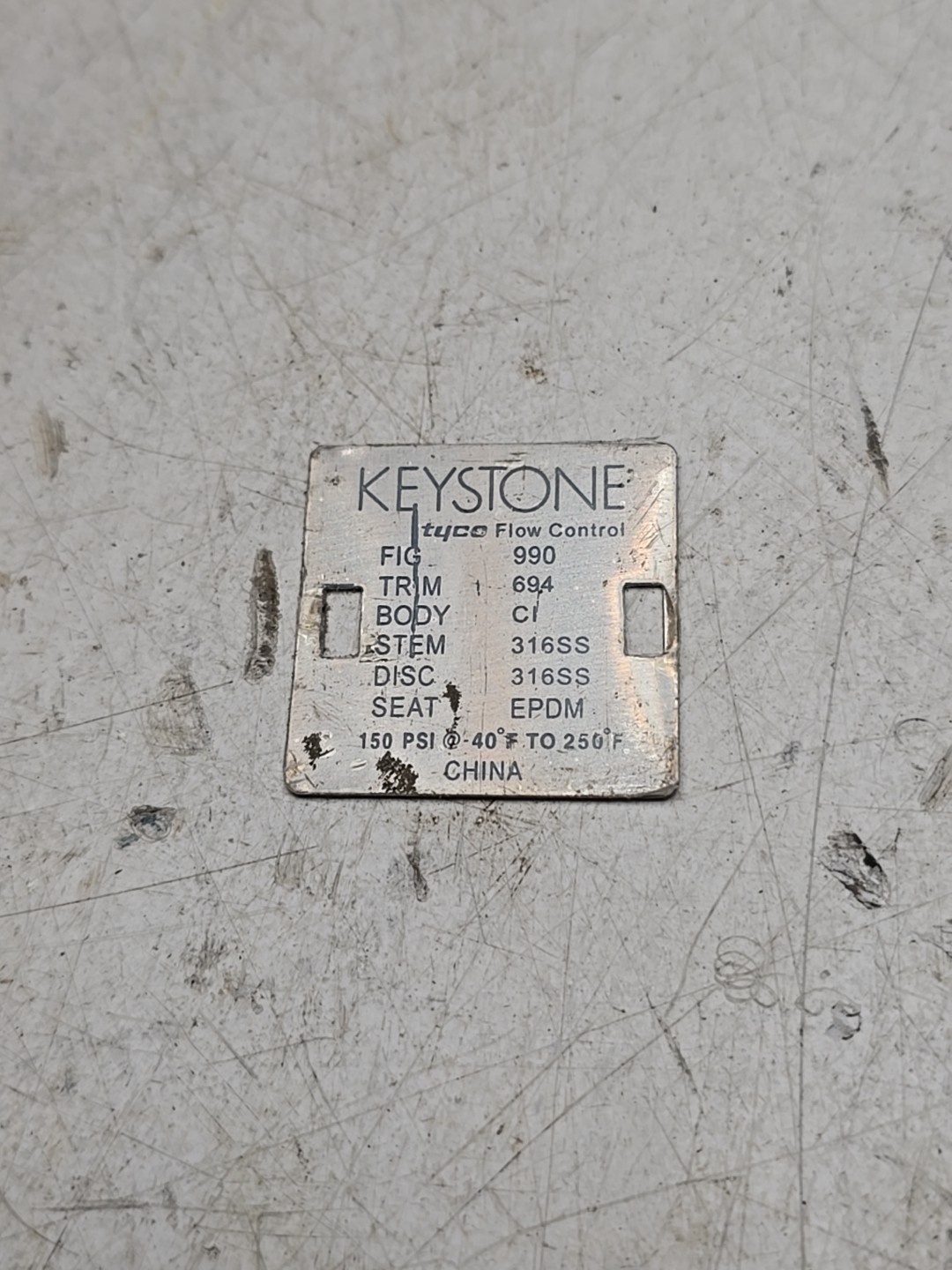 Keystone 990 Series Butterfly Valve, Wafer Style, Split Body 8 inch 316 SS