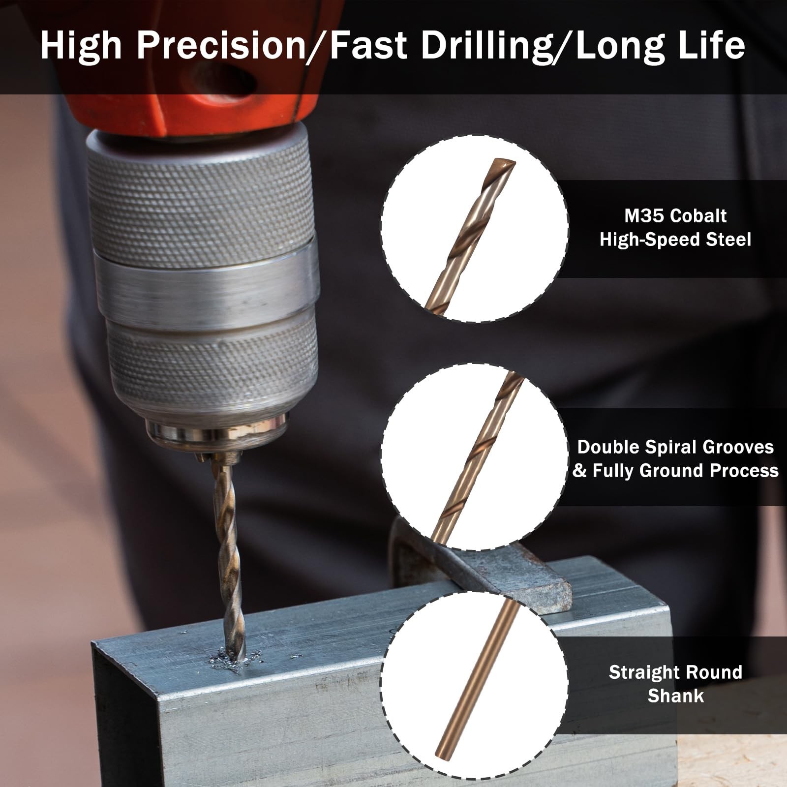 1/32″ Cobalt Drill Bit Set, 20 Pcs M35 High Speed Steel 0.8 millimeters