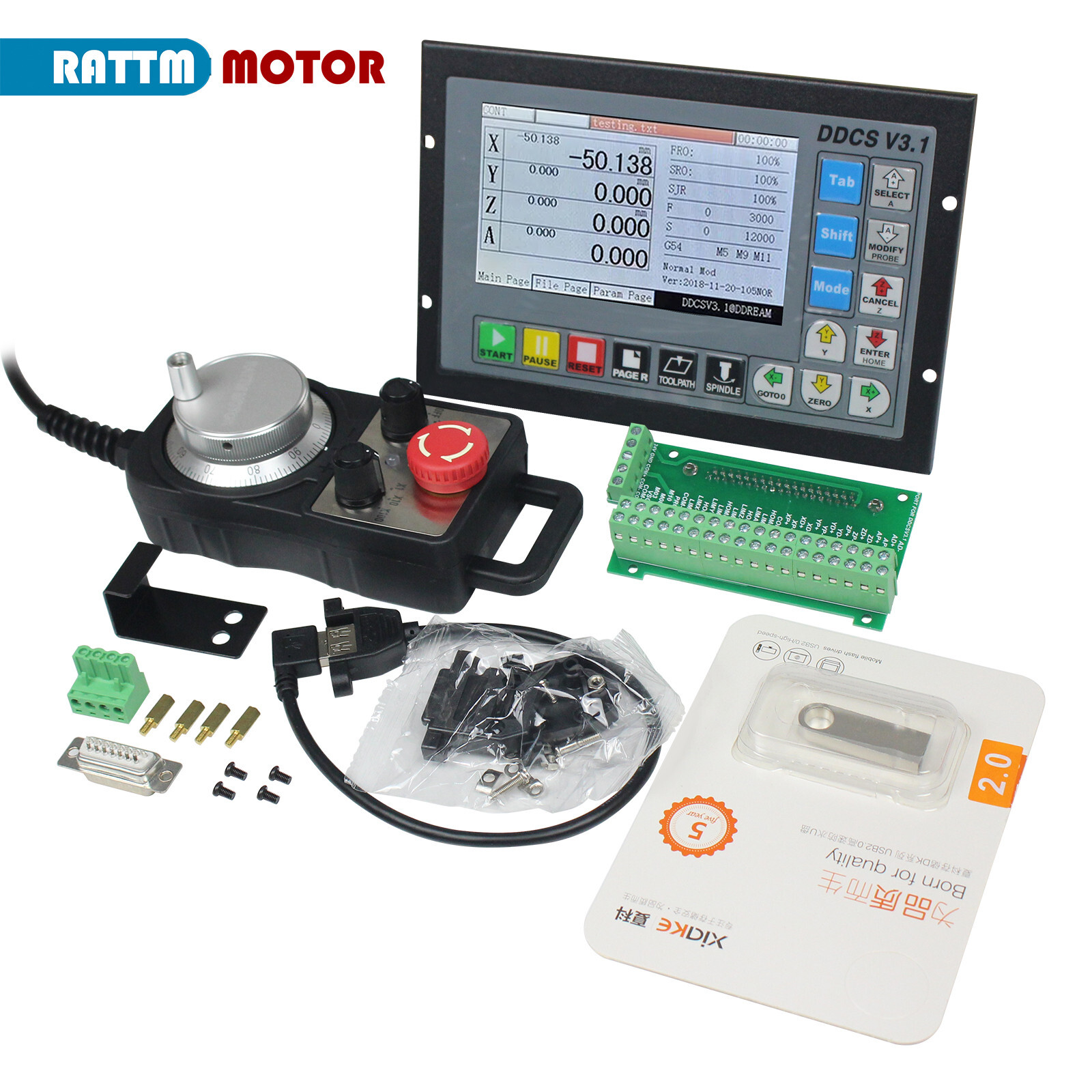 「USA」 4 Axis CNC Controller Motion Offline Stand Alone DDCSV3.1 w/ Handwheel MPG