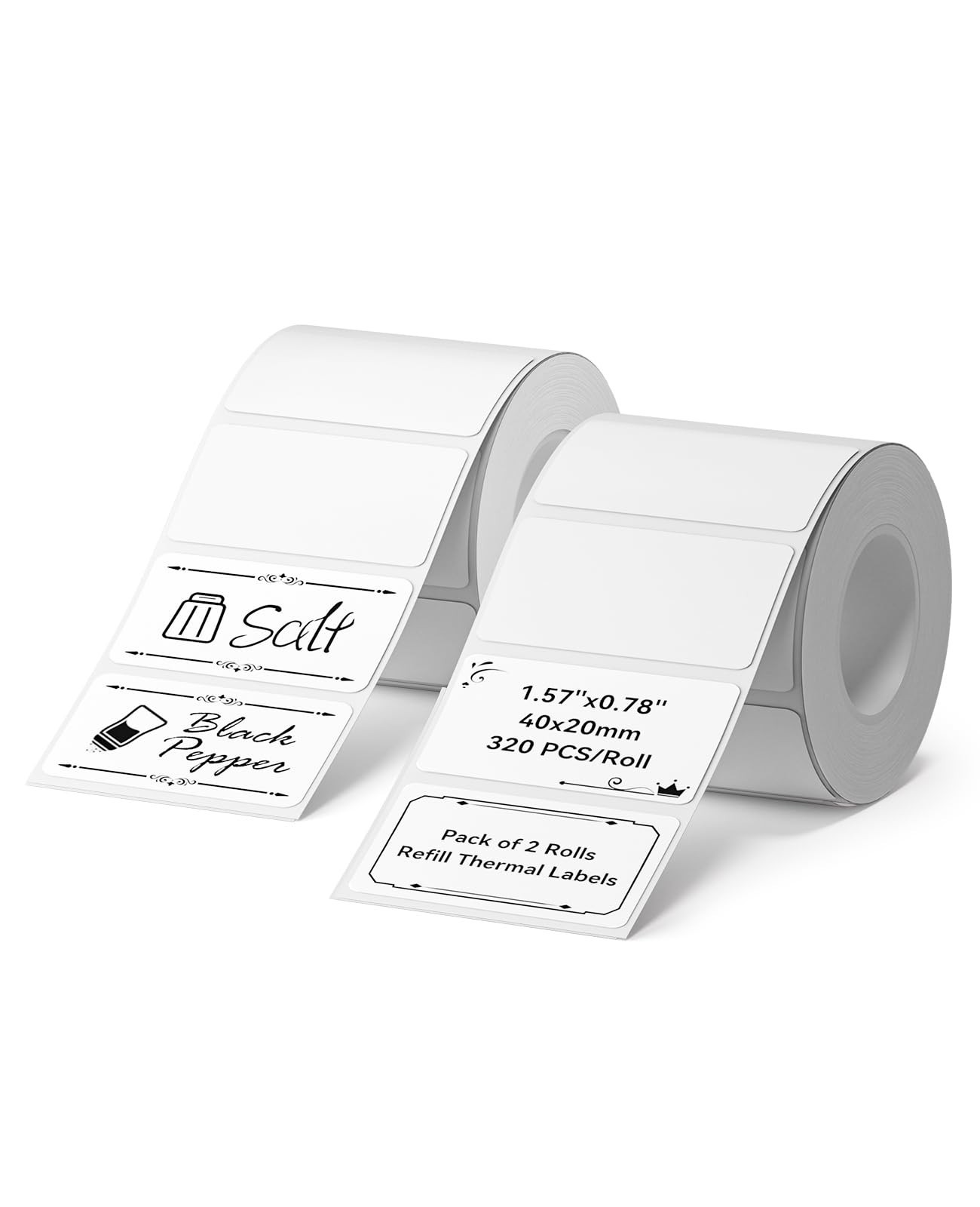 2 Rolls Waterproof Thermal Printer Labels 1.57” x 0.79” – Oil-Proof, Tear-Proo