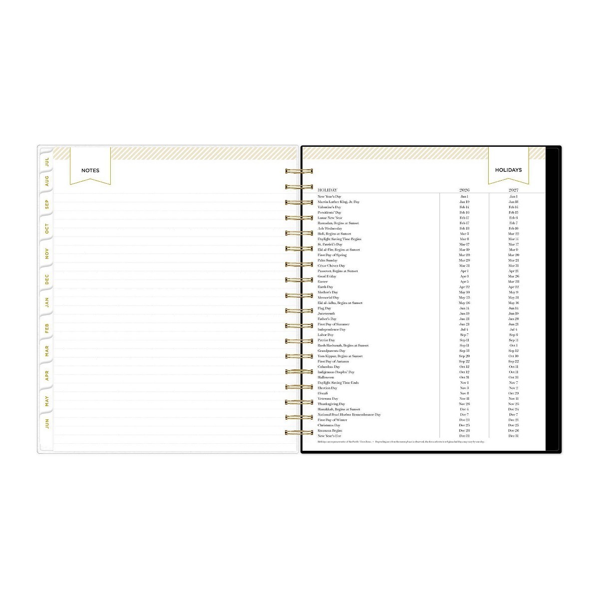 Day Designer 8″x10″2026-2027 Planner Rugby Stripe Black Frosted 27 Daily/Monthly
