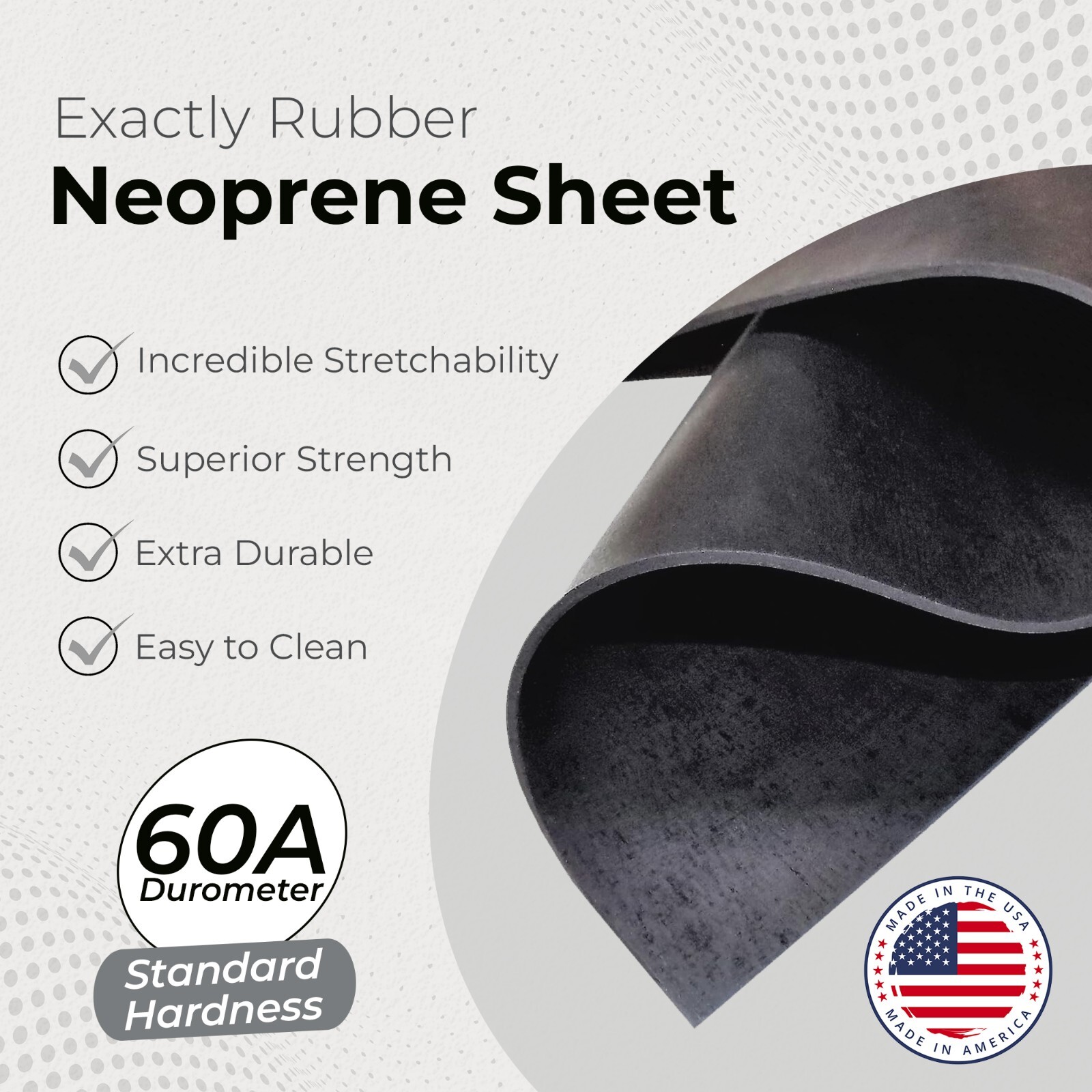 Neoprene Rubber Sheet 50A – 1/16 x 9 x 12 in Gasket Material Made in USA