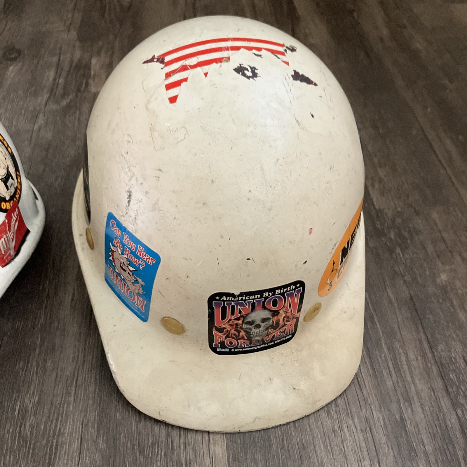 Lot 2 Vintage Fibre-Metal Hard Hats White Class E & G Seattle Ironworker Union