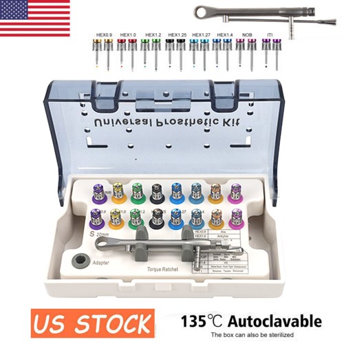 Universal Dental Implant Torque Wrench Set Fully Autoclavable 16pcs Screwdrivers