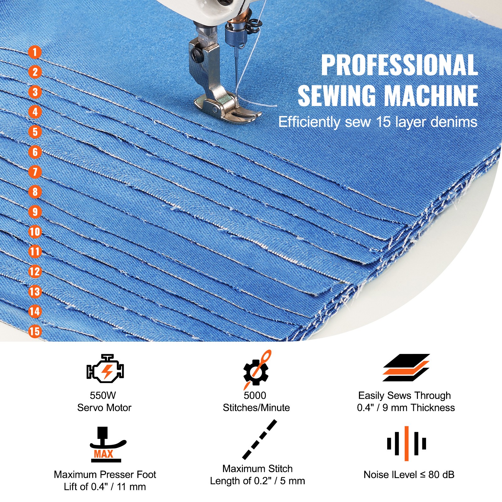 Uimoso Industrial Sewing Machine with 550W Servo Motor and Table Stand