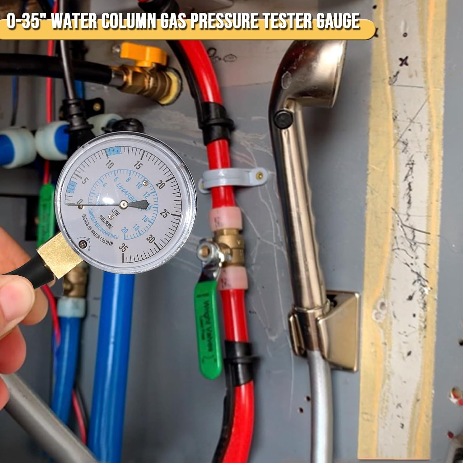 Manometer Gas Pressure Tester, Manometer LP Gas Pressure Tester Gauge 0-35″ W…