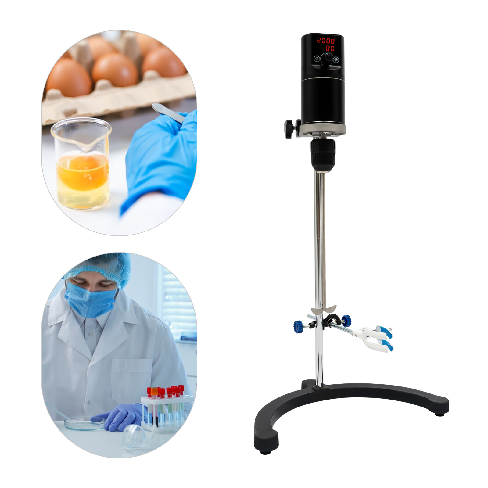 120W Adjustable Electric Overhead Stirrer Max 40L Digital Lab Mixer Time & Speed