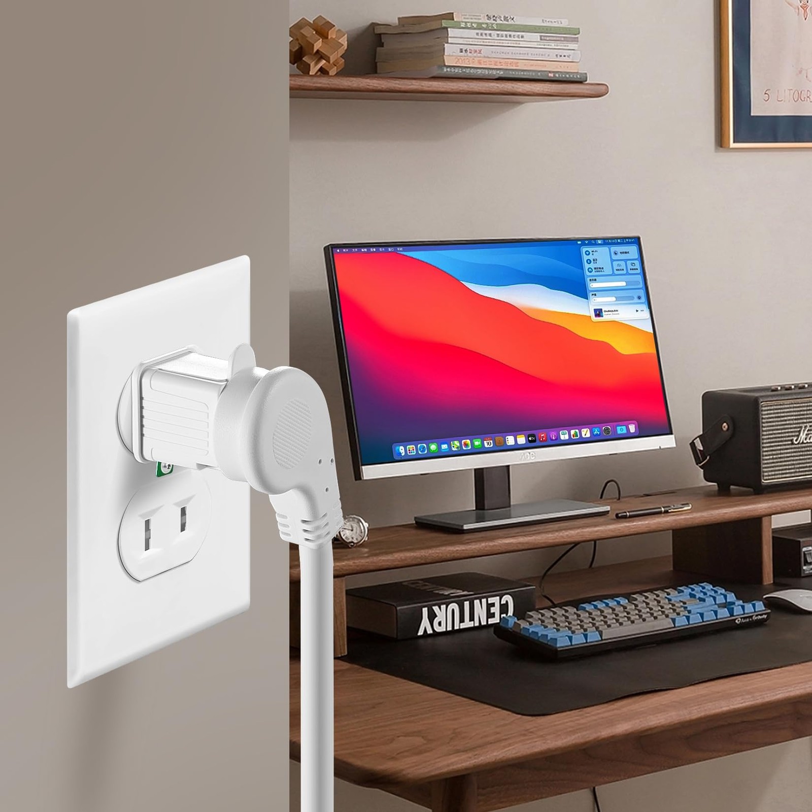TENINYU Grounded Adapter 3-Prong to 2-Prong Outlet Converter – 2 Pack, White