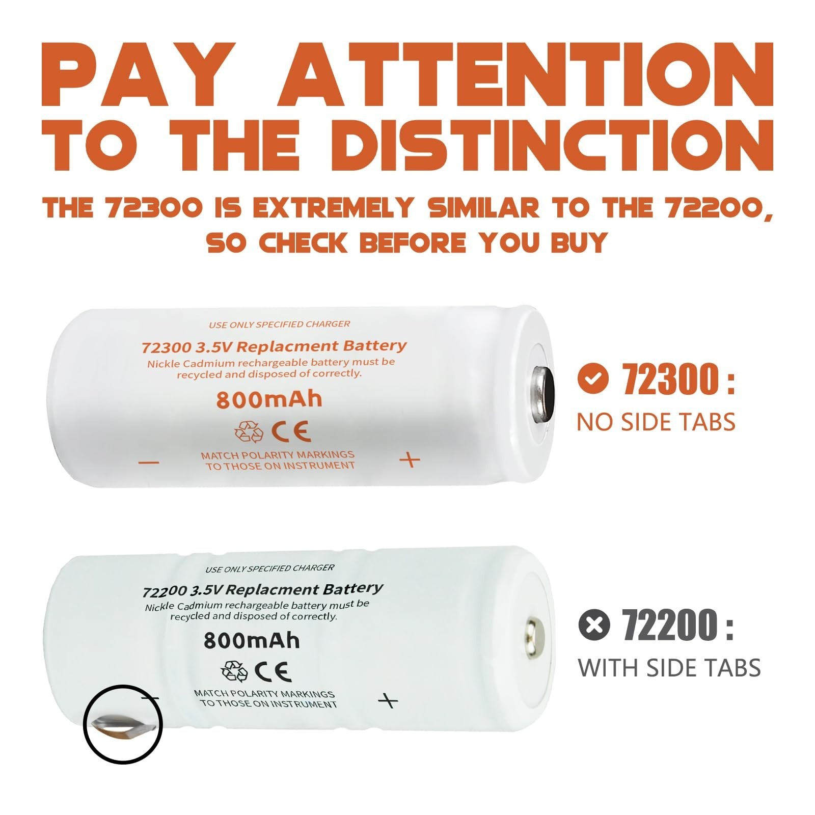 3.5V 800mAh Ni-Cd Battery for Otoscope | 20% Longer Runtime, UL CE RoHS, Leak-Pr