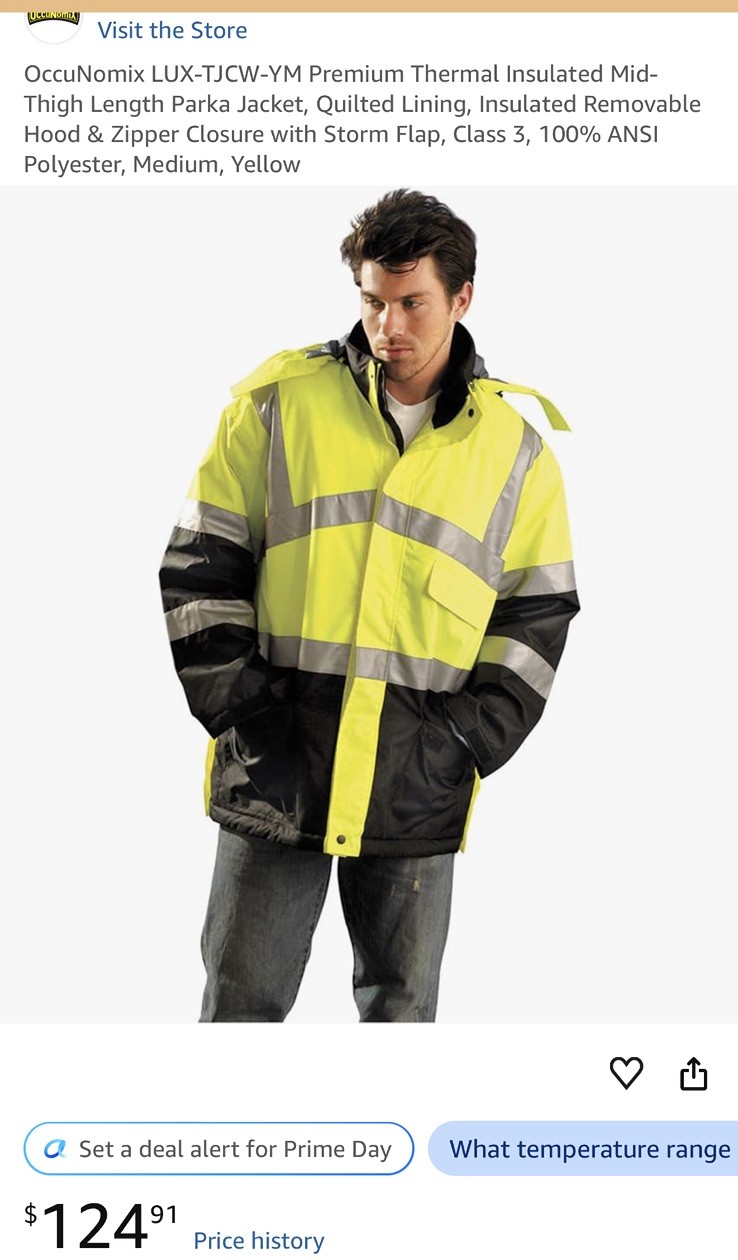 OccuNomix Type R Class 3 Extended Neck Black Bottom Bomber Safety Jacket Large