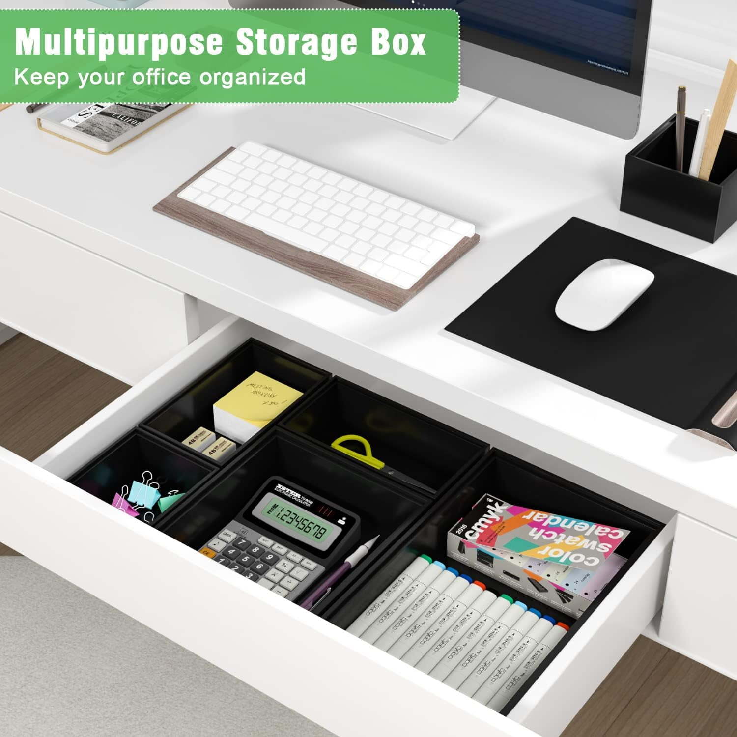 7-Piece Drawer Organizer Boxes Multi-Use Storage Bins Dividers Utensil Holder