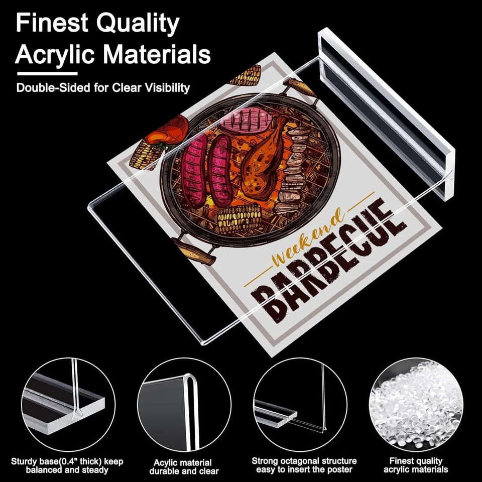 Acrylic Sign Holder 8.5 x 11 Inch 3 Pack, Clear Display Sign Stand for Store Sig