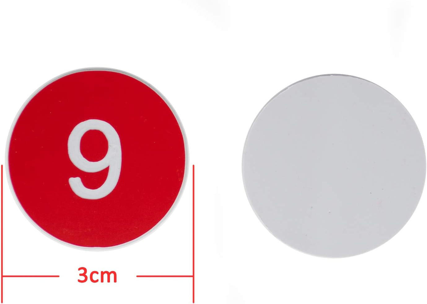 Plastic Number Tags Engraved Numbered Tags without Hole (1-100, Red)