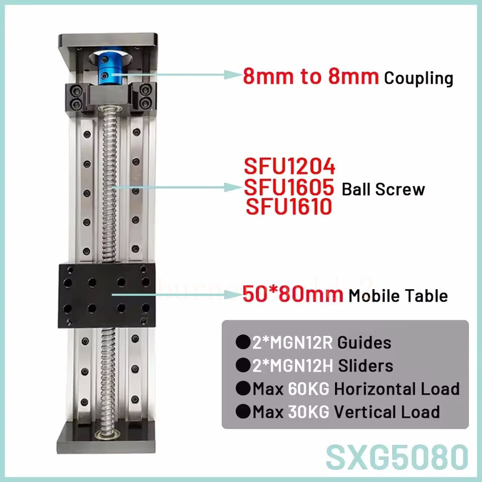Double Square Linear Guide Sliding Table SFU 1204/1605/1610 100-1000mm Stroke