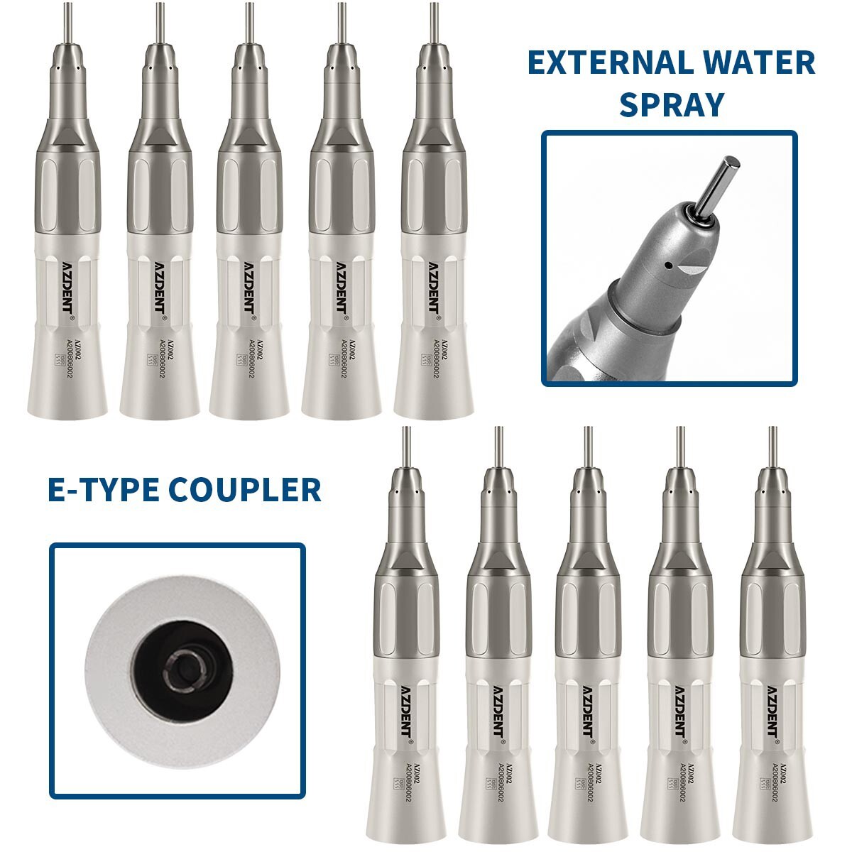 AZDENT Dental 1:1 Slow Low Speed Handpiece Straight Nose Cone E-Type USA