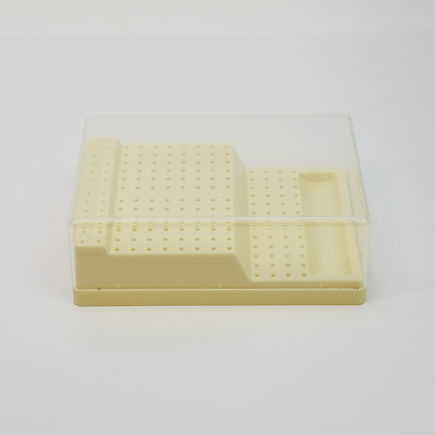 Dental Bur Block Holder Station with Lid Holds 168 Burs – 48 HP 96 RA 24 FG