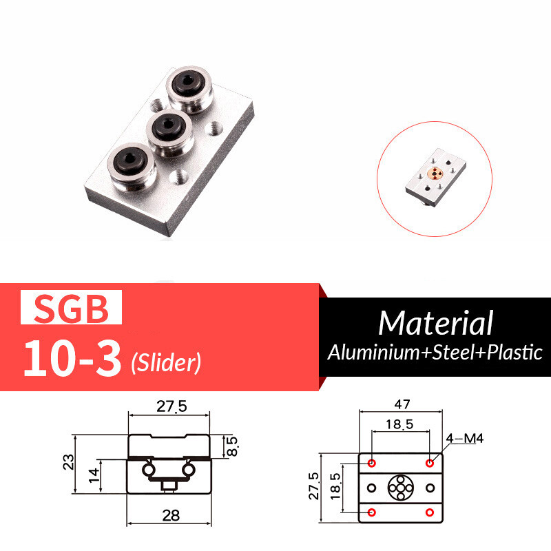 Built-In Dual-Axis Linear Rail Guide and Lock Sliders SGB10-SGB35 3/4/5 Wheel