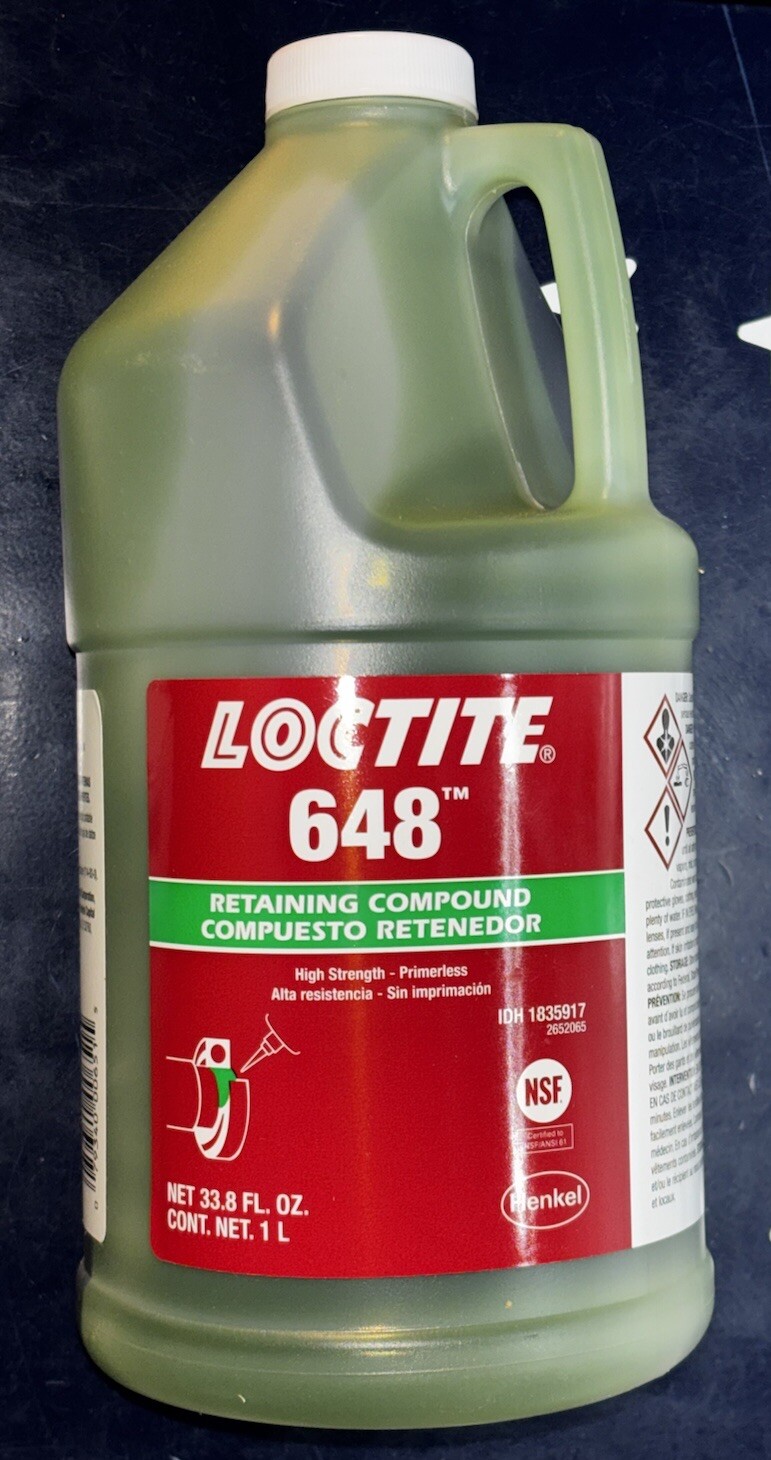 Loctite 648 Retaining Compound 1 Liter (33.8oz) 1835917 USA ONE BOTTLE