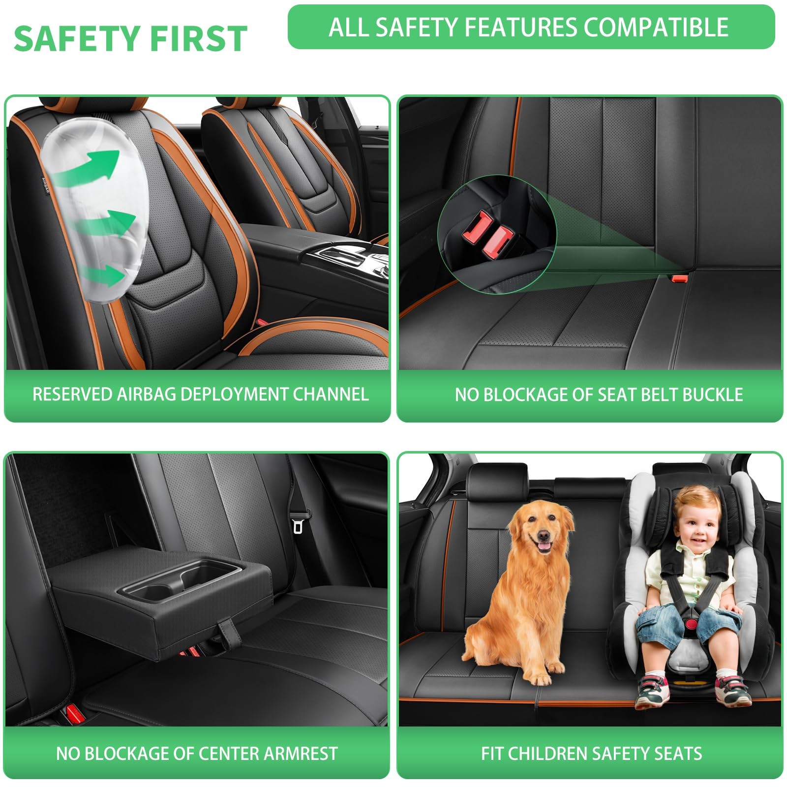 Car Seat Covers Chevy Malibu 2009-2026 2PCS Front Black-Brown Leather Airbag