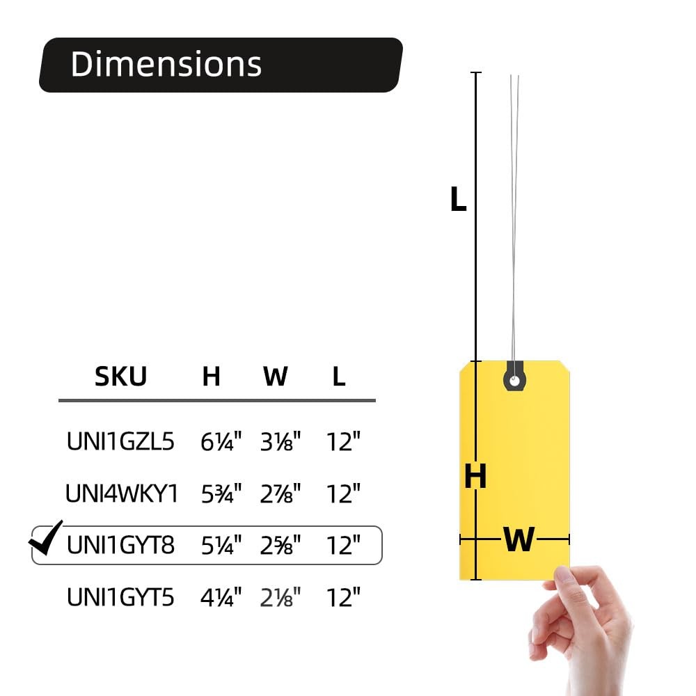 INNOVART Yellow Shipping Tags 5 1/4″ x 2 5/8″ Double Wired Paper Tags 1000 Pack