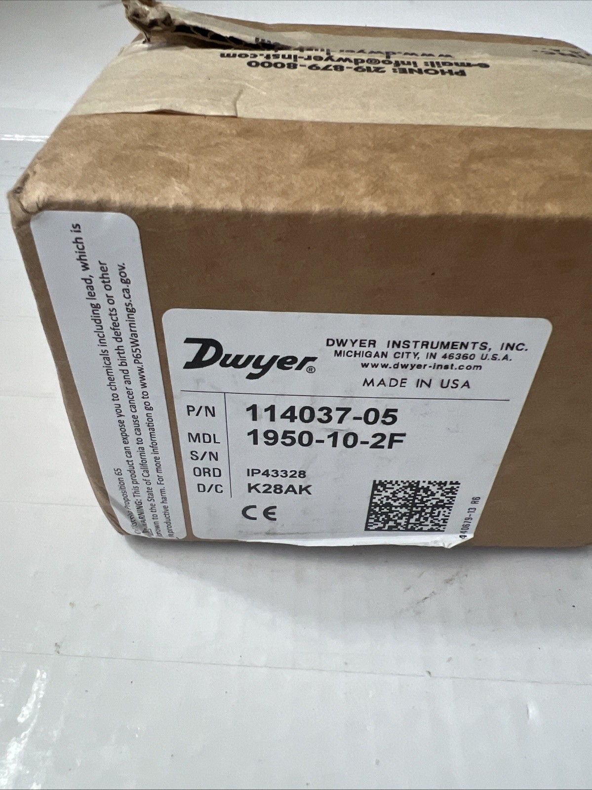 DWYER 1950-10-2F DIFFERENTIAL PRESSURE SWITCH