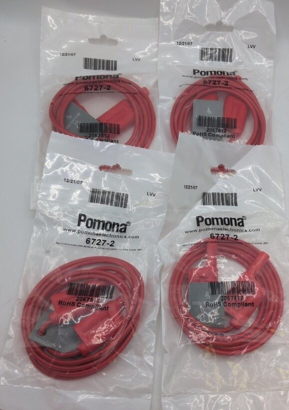 Lot of 4 Pomona Electronic 6727-2 Multi-Stacking 4mm Banana Plug Patch Cord *NEW