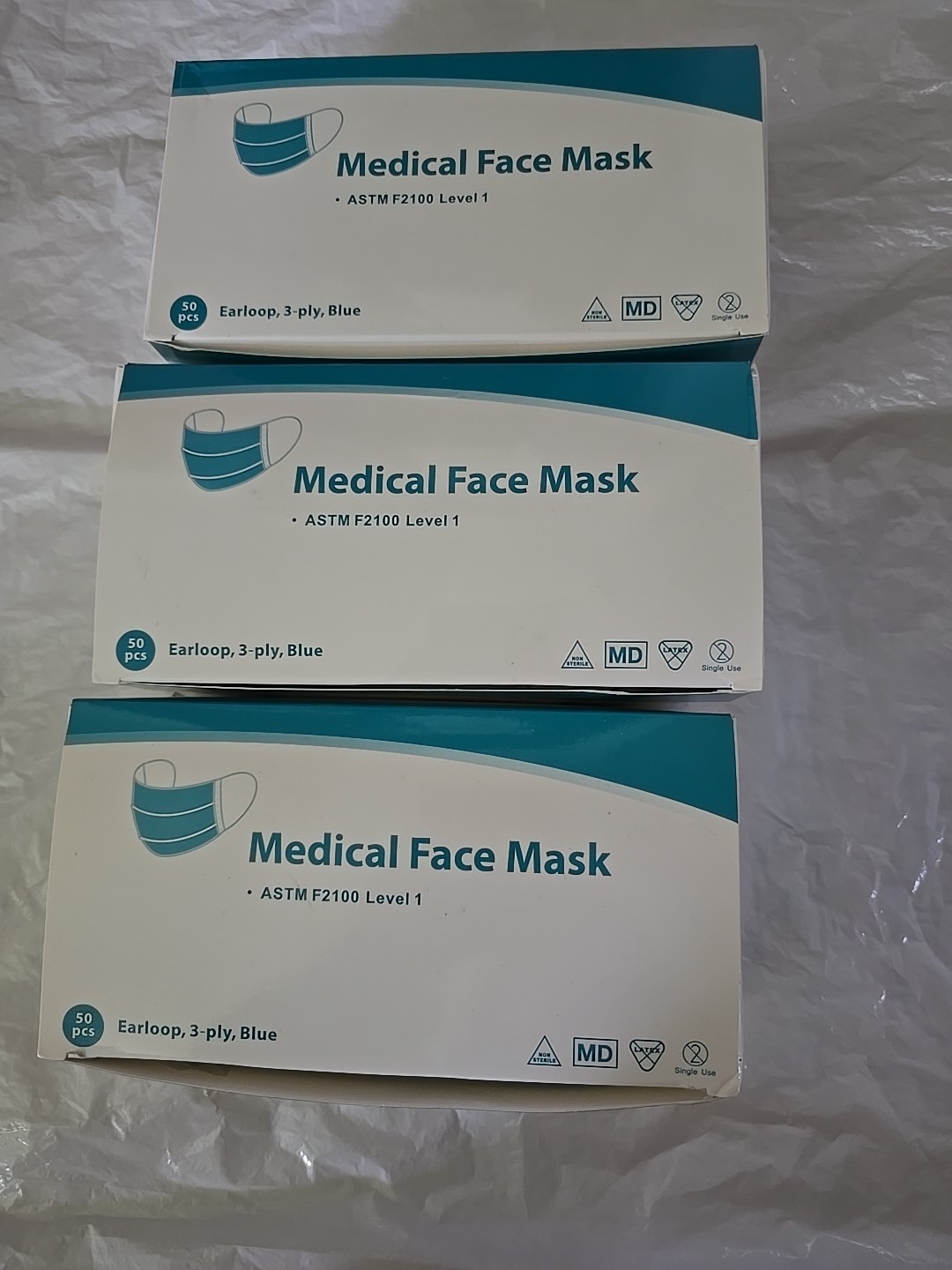 150 PCS Face Mask Disposable 3-ply,Blue