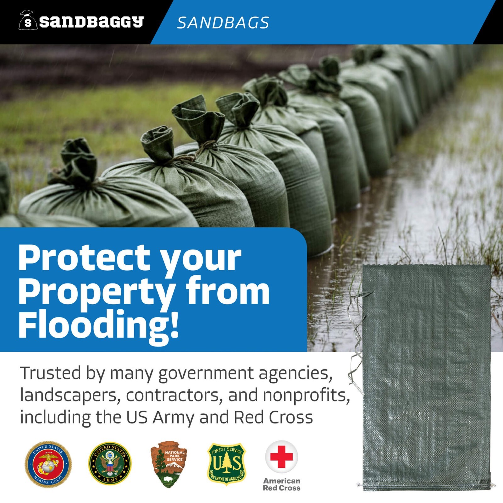 Sandbaggy 30 Green Empty Sandbags For Flooding -14×26 Sandbag Sand Bags Bag Poly