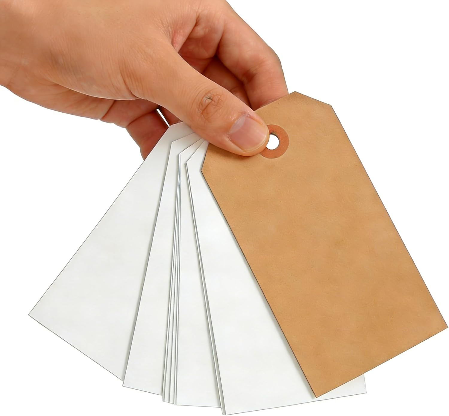 100 Pack Shipping Tags with Strings Included, Blank Hang Tags 4 3/4″ x 2 3/8″, A