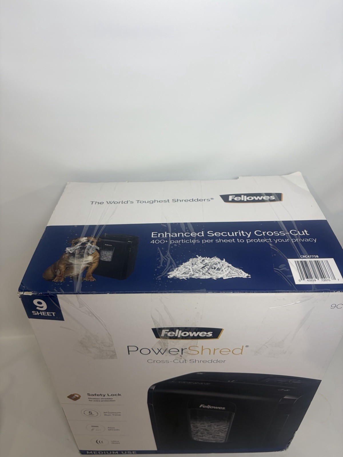 Fellowes Powershred 9C 9 Sheet Cross Cut Paper Shredder New open box