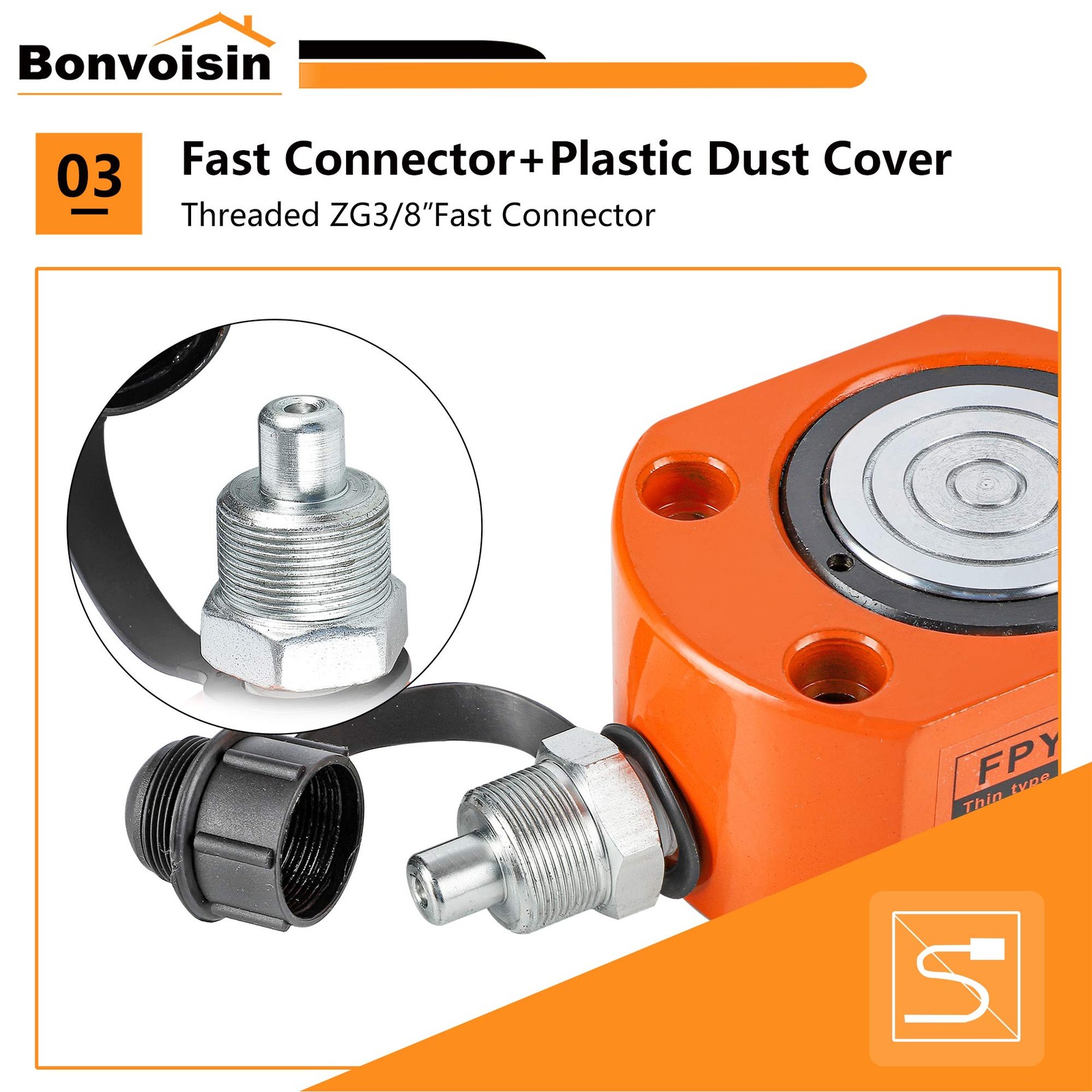 Bonvoisin 5T Hydraulic Ram Cylinder Jack Low Profile Porta Power Ram Singleac…