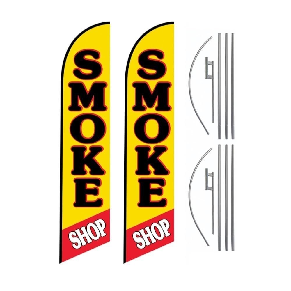 FFN Pack 2 – Smoke Shop Swooper Feather Banner Flag for Outdoor Advertising…