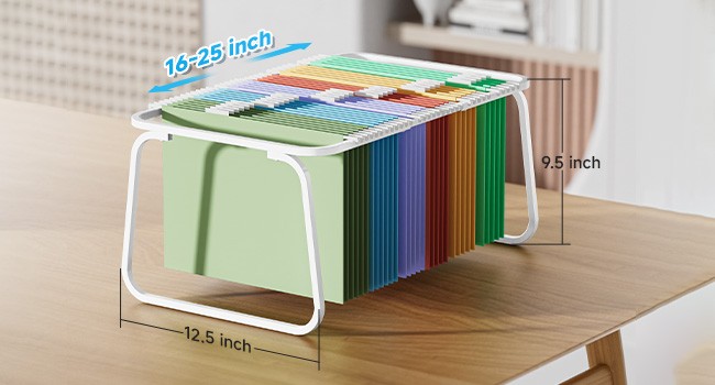 Hanging File Folder Frame, Adjustable Letter Size File Holder 16-25 Inches,