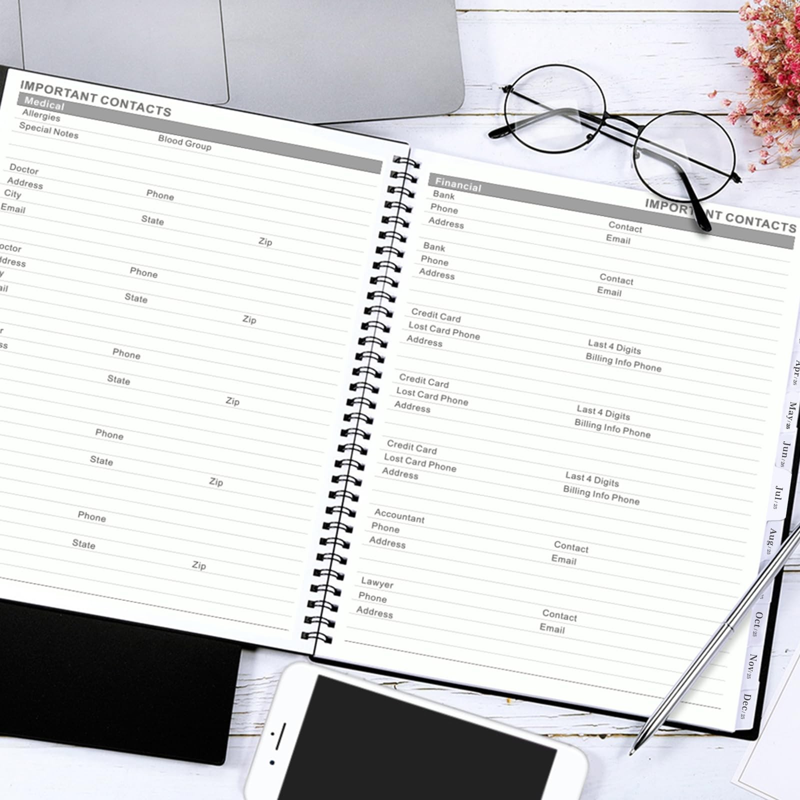2025 Monthly Planner/Calendar – 12 Months with Tabs, Unknown_binding