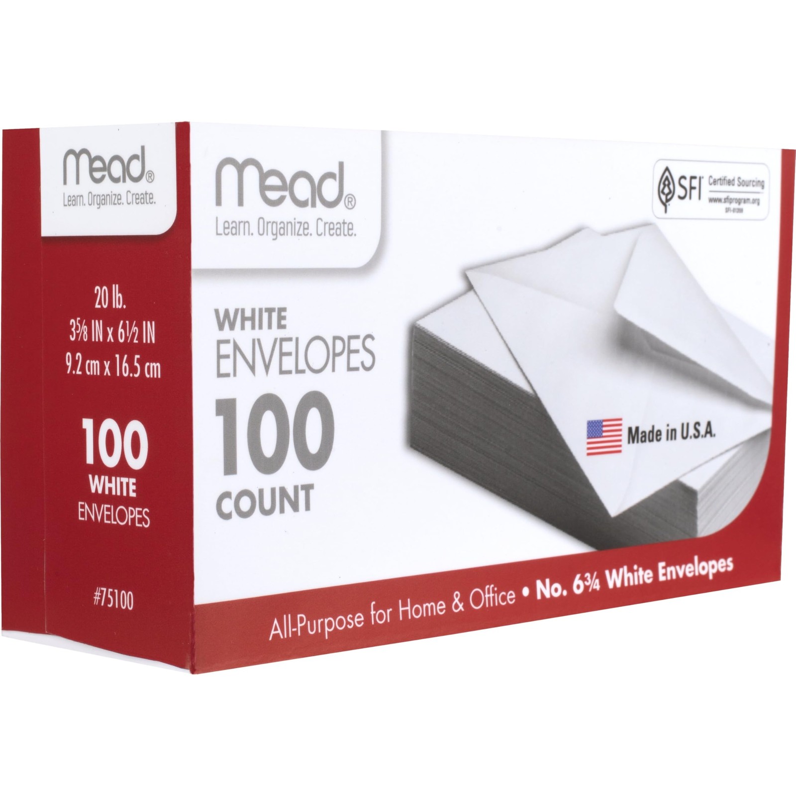 Mead 100PK #6 White Envelope (75100), 6 3/4 inch One Size,