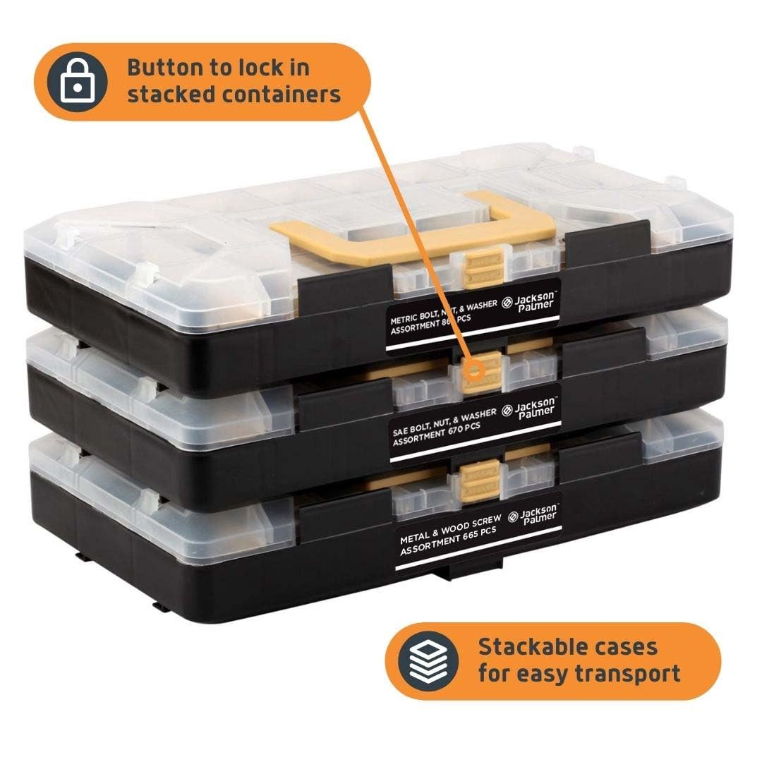 Jackson Palmer 2251PCS Hardware Kit – Bolts, Nuts & Screws Assortment Set Black