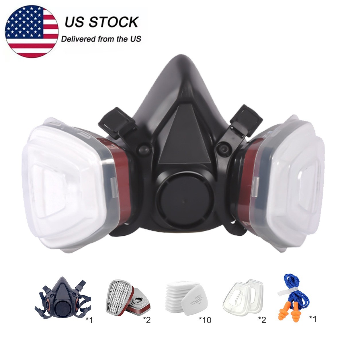 16in1 Half Face Gas Mask Respirator Safety Protect Painters Respirator for 6200