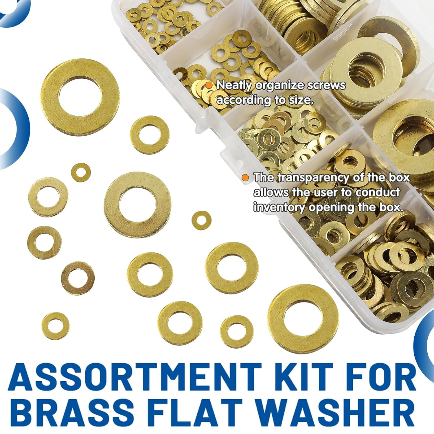 315 Pieces Brass Washer Assortment Kit Metric Flat Washers 9 Sizes Assorted Set