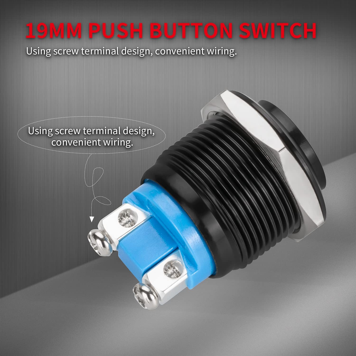 Interruptor De Boton De Bocina Momentaneo De 12 V, Metal Negro, Resistente A…