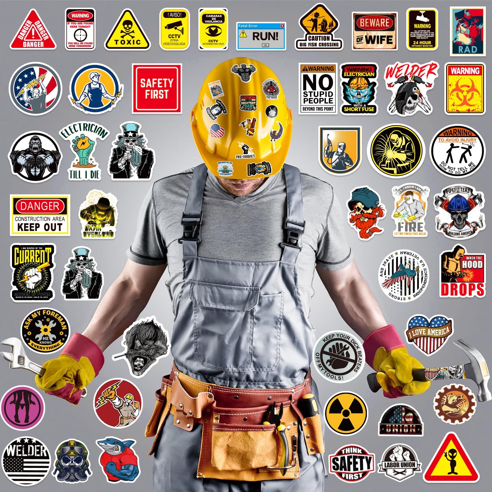 400 Pack Hard Hat Stickers Funny Tool Box Sticker Helmet Welding Construction