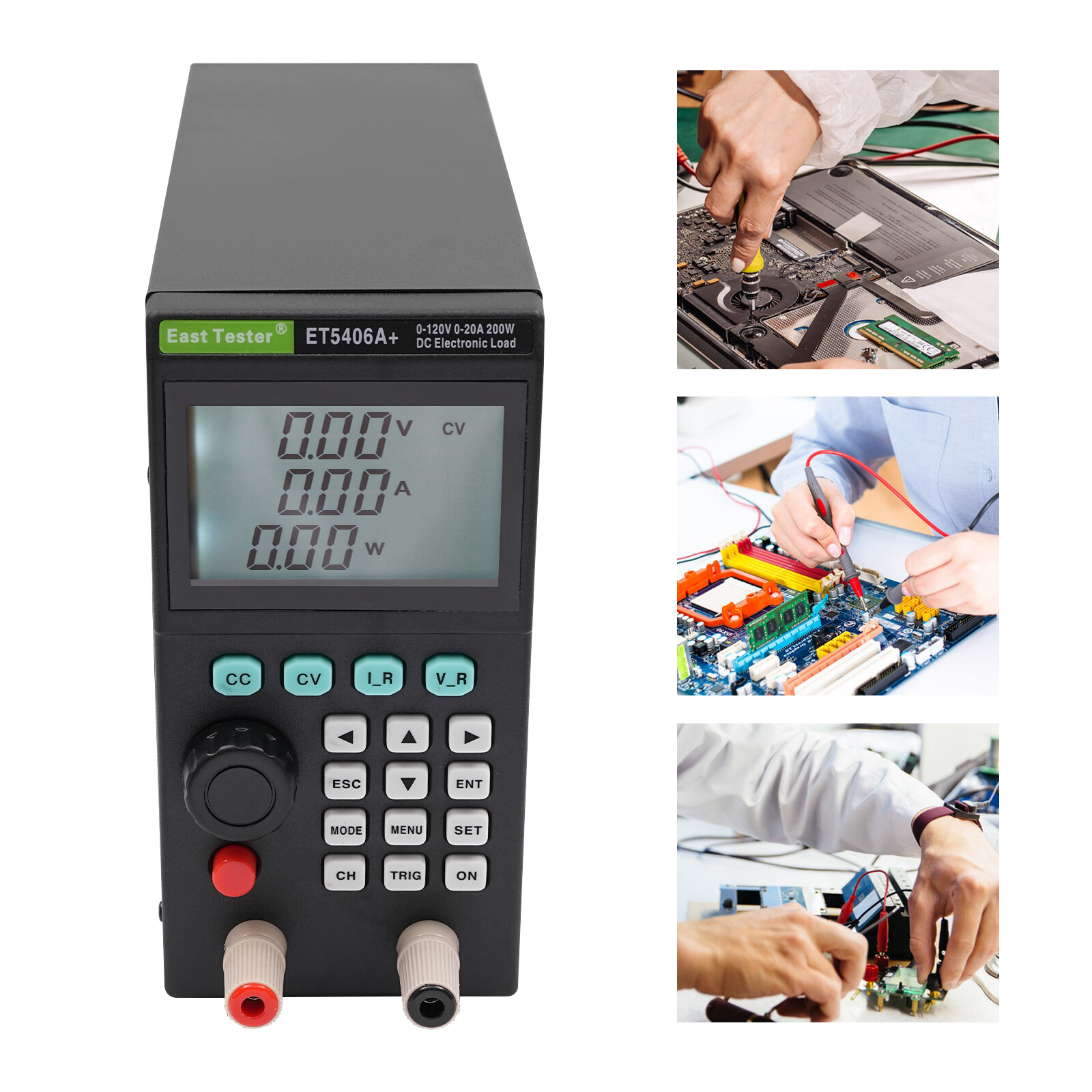 200W Load Tester Electronic Load Tester Rectangular Battery Tester 0-120V 0-20A