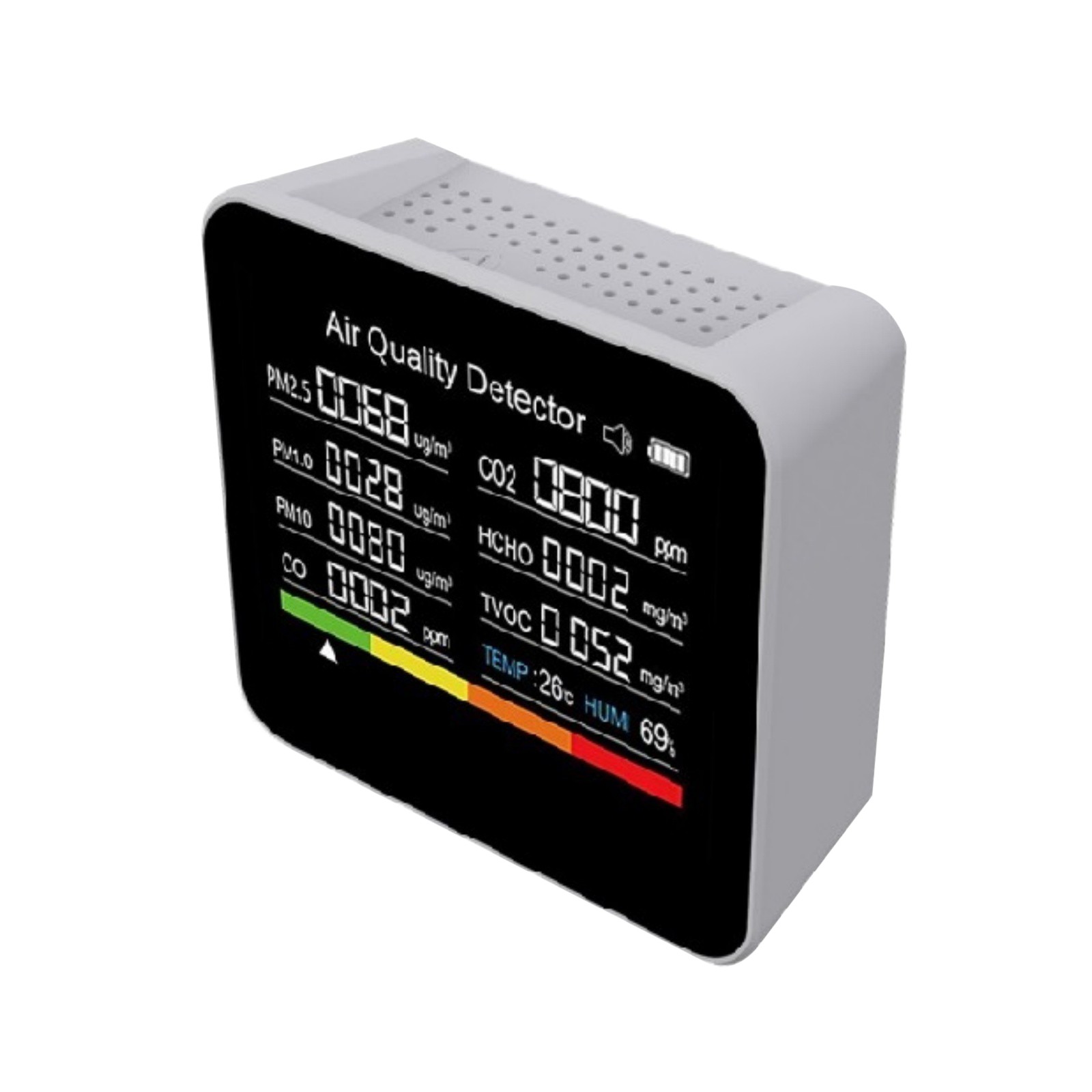 Multi-function Air Quality Monitor For Home Use 9-in-1 Detector W/LED Display