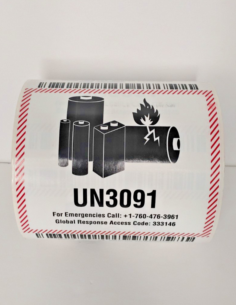 3091 Lithium Ion Battery Transport Caution Warning Labels Stickers, 250 per Roll